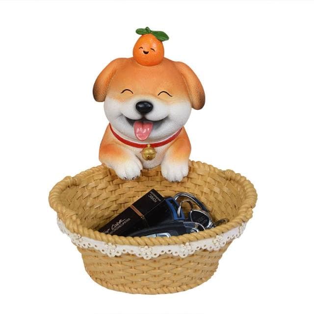 創意發財狗擺件玄關鑰匙收納儲物桌面糖果電視家居裝飾品喬遷禮品