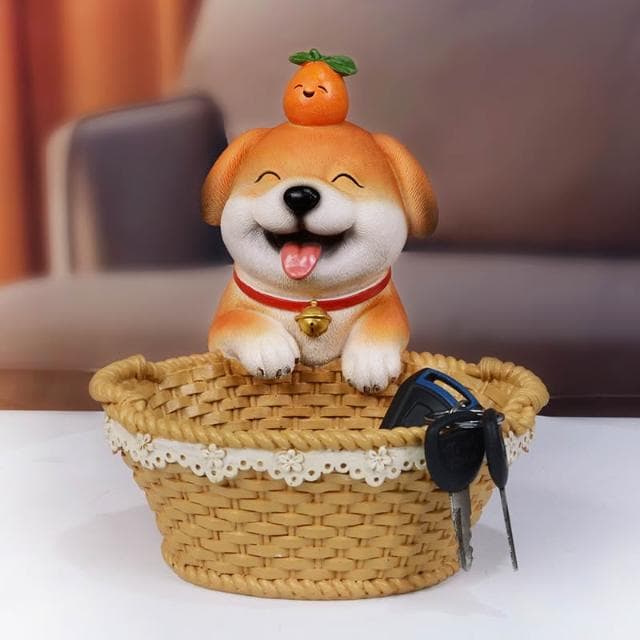 創意發財狗擺件玄關鑰匙收納儲物桌面糖果電視家居裝飾品喬遷禮品
