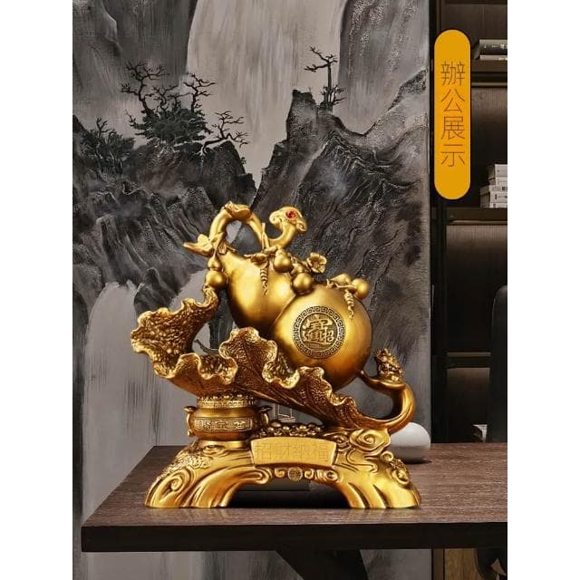招財納福白菜葫蘆擺件聚寶盆客廳玄關電視櫃裝飾喬遷新居開業禮物