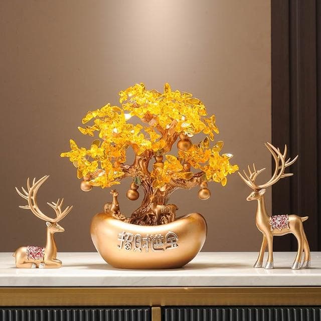 發財樹搖錢樹金元寶新中式擺件辦公室前臺酒櫃裝飾喬遷開業禮物品