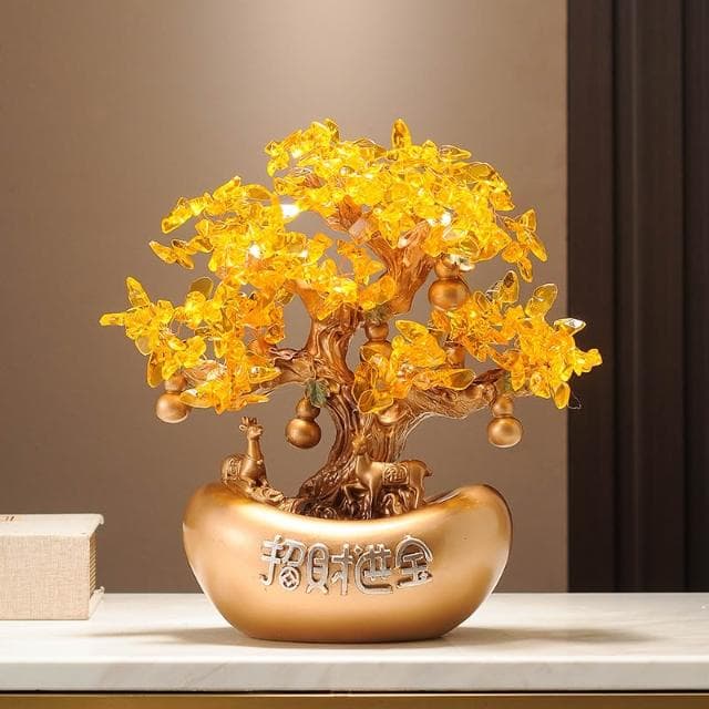 發財樹搖錢樹金元寶新中式擺件辦公室前臺酒櫃裝飾喬遷開業禮物品