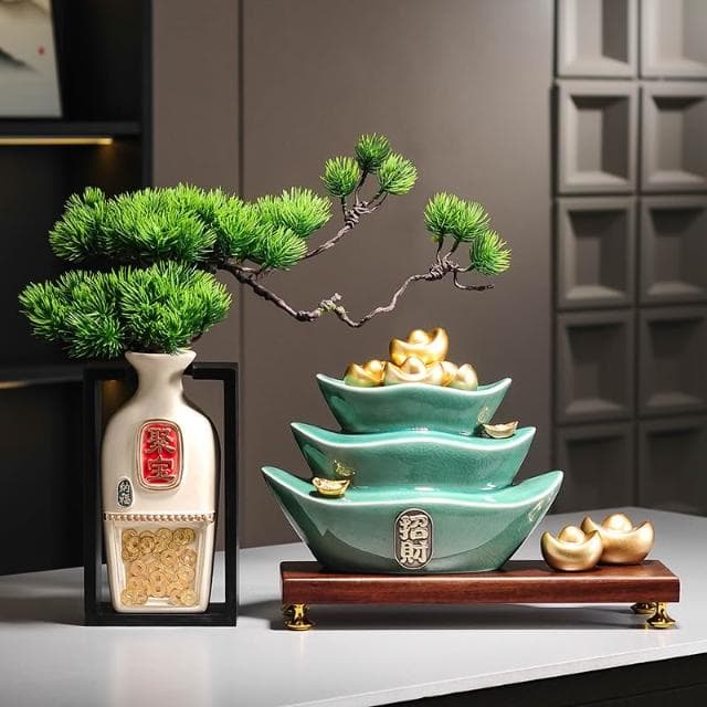 招財聚寶盆擺件新中式家居客廳辦公室博古架高檔裝飾品喬遷禮物