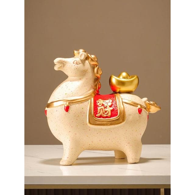 新中式陶瓷馬上有錢擺件辦公室玄關開業喬遷禮物客廳酒櫃裝飾品