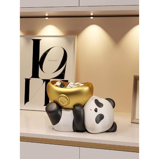 可愛熊貓鑰匙收納玄關擺件創意入戶進門口家居裝飾品喬遷新居禮物