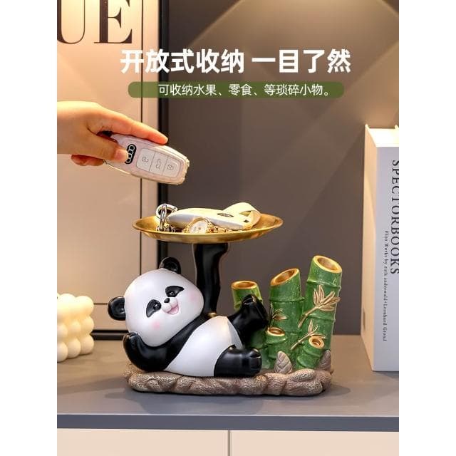 熊貓鑰匙收納玄關擺件高級感小眾入戶客廳家居裝飾品喬遷新居禮物