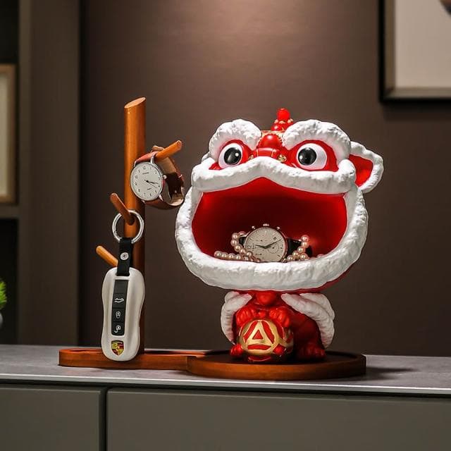 國潮醒獅入戶進門玄關放鑰匙收納擺件客廳裝飾品搬家喬遷新居禮物