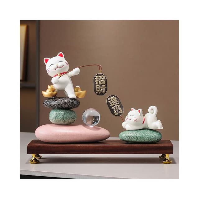 時來運轉招財貓擺件玄關客廳辦公室裝飾品店鋪前臺收銀臺喬遷禮物