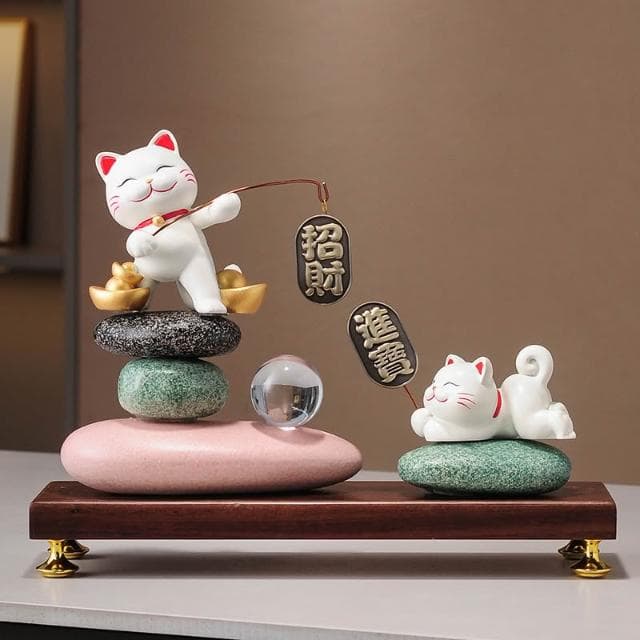 時來運轉招財貓擺件玄關客廳辦公室裝飾品店鋪前臺收銀臺喬遷禮物