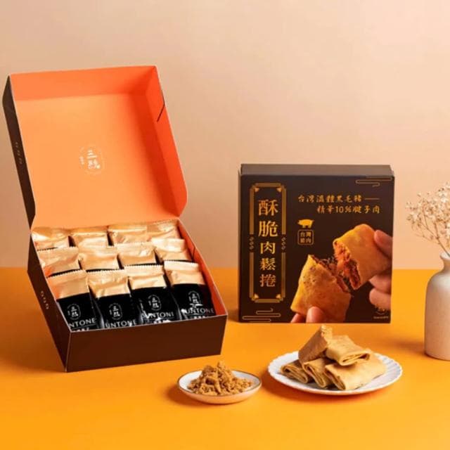 三統漢菓子 酥脆肉鬆捲 12入 蛋捲 台灣溫體黑毛豬 腱子肉 香酥肉鬆 黃金餅皮 雞蛋香氣 禮盒
