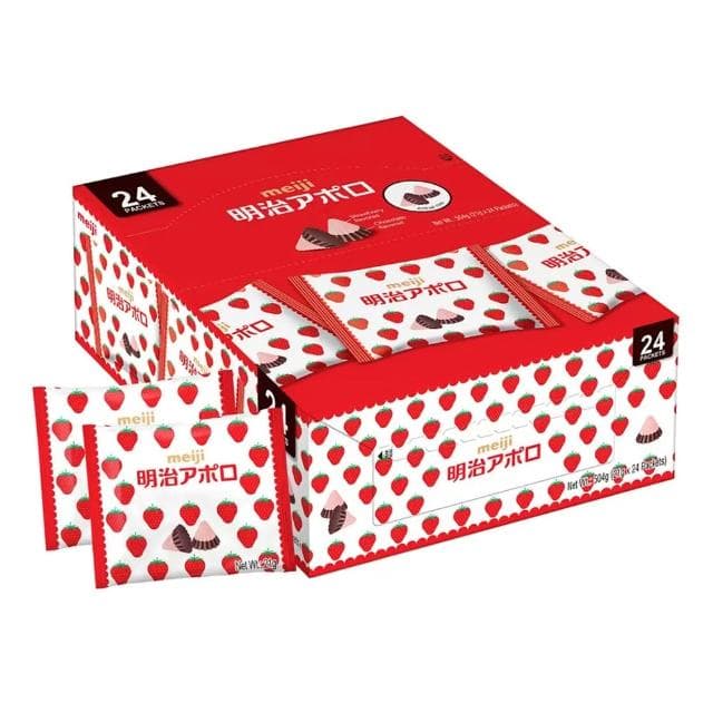 【Meiji 明治】阿波羅草莓可可粒 草莓巧克力 24袋入/箱