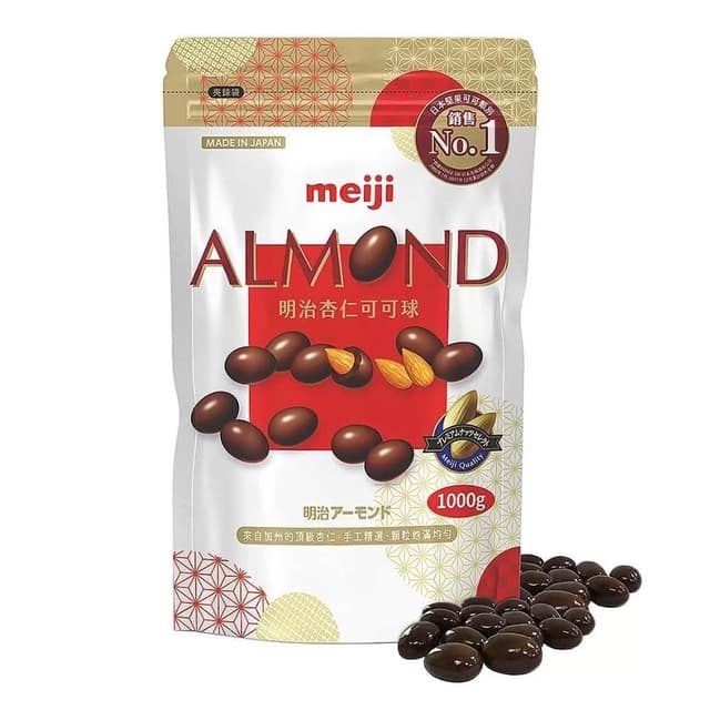 【Meiji 明治】杏仁可可球 1公斤/袋 2袋入 加州香脆杏仁果 包裹牛奶巧克力