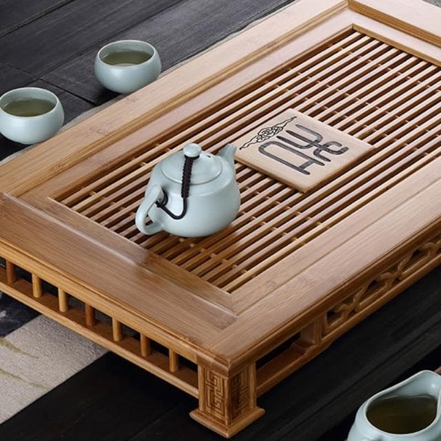 愛賞竹制茶盤功夫茶具大號茶託盤抽屜式蓄水排水茶海簡約茶臺茶託
