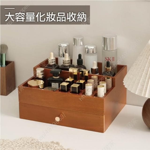 木質口紅收納架抽屜款 台灣出貨 開立發票 口紅架 化妝品收納 保養品收納 化妝台收納-輕居家8827