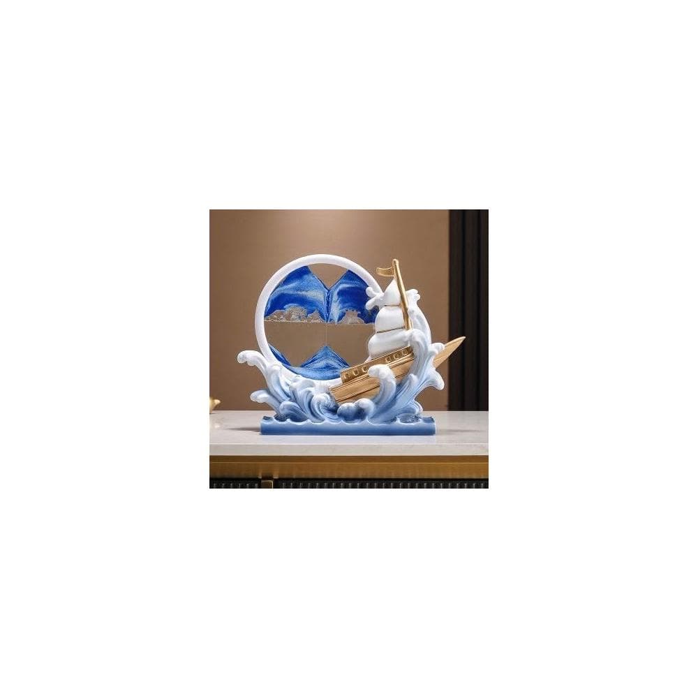 一帆風順流帆船沙畫船筆筒擺件辦公室桌面書房裝飾品喬遷教師禮物