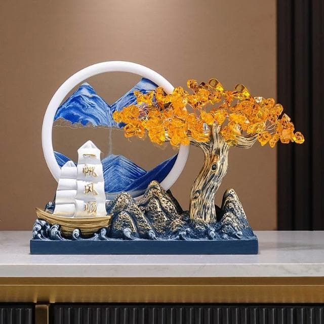 一帆風順流帆船沙畫船筆筒擺件辦公室桌面書房裝飾品喬遷教師禮物