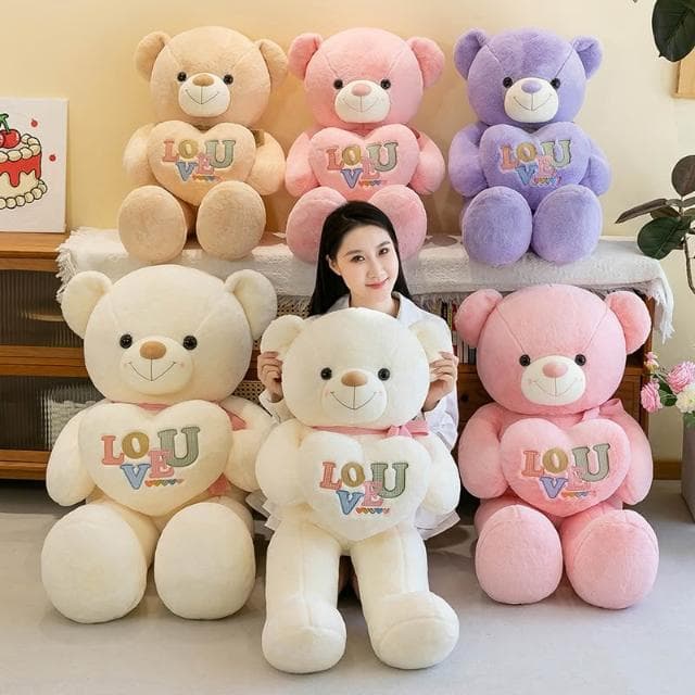 LOVE愛心大熊公仔大號毛絨玩具抱抱熊娃娃送女友情人節禮物批發