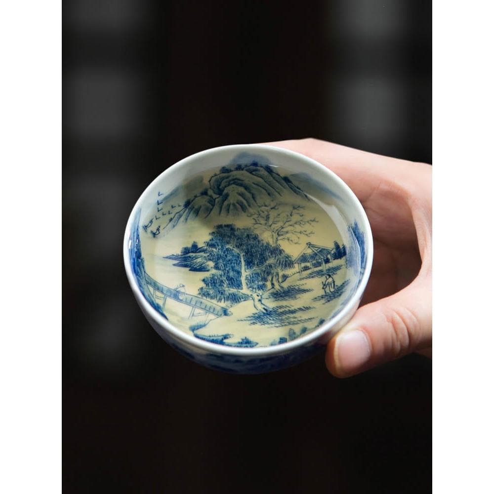 陶瓷茶杯個人專用主人杯單杯大號品茗杯景德鎮手繪青花瓷功夫茶具