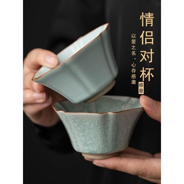 汝窯冰裂紋主人茶杯主人杯高檔個人專用陶瓷冰花茶盞茶碗品杯茶具