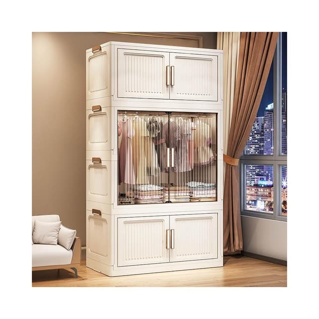 70-80寬簡易衣櫃寶寶衣服收納臥室嬰兒童折疊儲物櫃多層一件起批