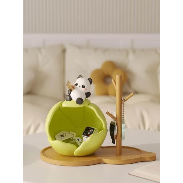 可愛熊貓入戶門玄關鑰匙收納擺件鞋櫃裝飾品創意家居喬遷新居禮物