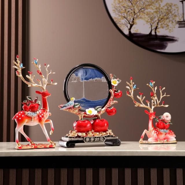 流沙畫沙漏客廳鹿擺件電視櫃酒櫃玄關裝飾品喬遷新居禮品結婚禮物