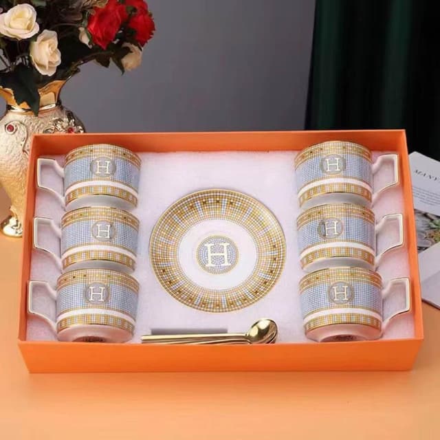 h咖啡杯套裝陶瓷茶杯輕奢英式下午茶茶具高顏值精緻杯碟禮品