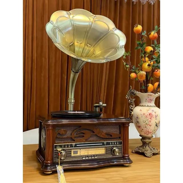 ODN歐蒂諾美式復古留聲機中式老式黑膠唱片機客廳擺件藍牙音響605