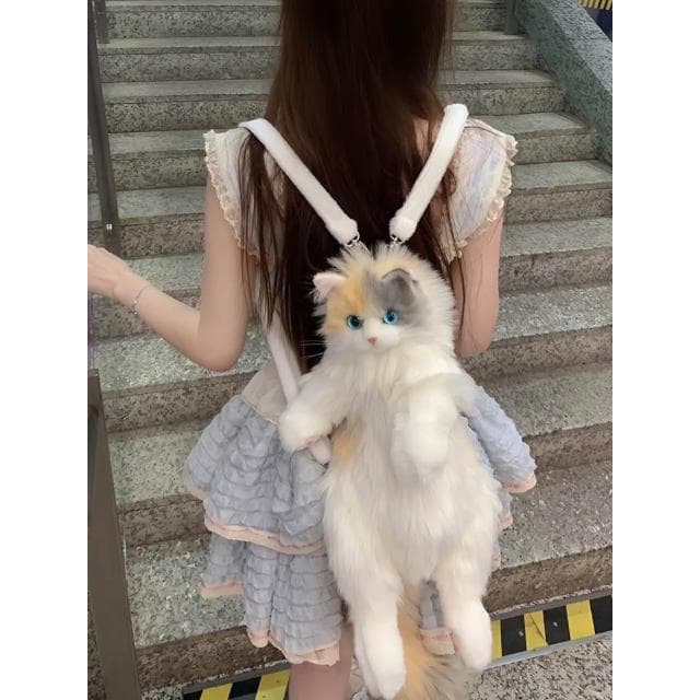 仿真三花貓咪背包雙肩包包玩偶毛絨公仔玩具女生日禮物送禮