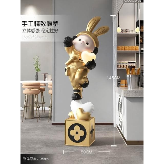 輕奢兔子大型客廳落地擺件高級感大氣電視櫃旁沙發迎賓喬遷禮物