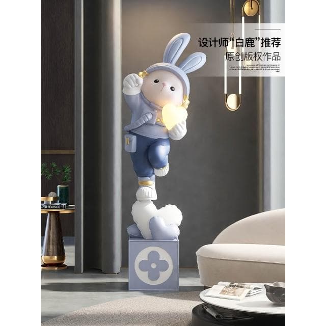輕奢兔子大型客廳落地擺件高級感大氣電視櫃旁沙發迎賓喬遷禮物