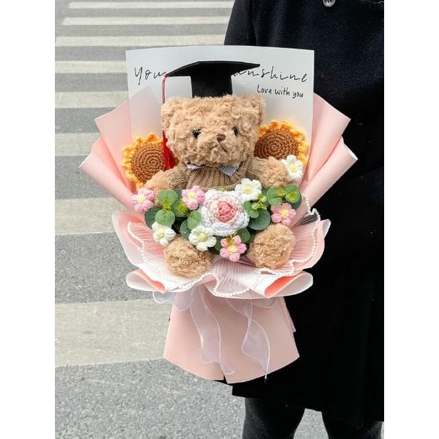 創意可愛畢業花束禮物可愛小熊玩偶公仔成人禮中高考送女生男生