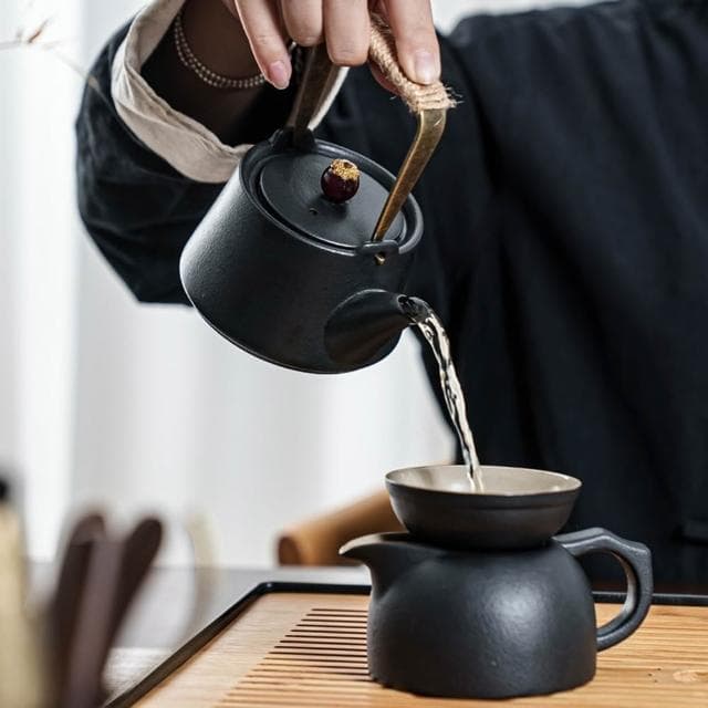 Jimi 集米 黑陶功夫茶具套裝 全套家用辦公室茶壺茶杯簡約蓋碗茶葉罐茶盤整套 茶具組