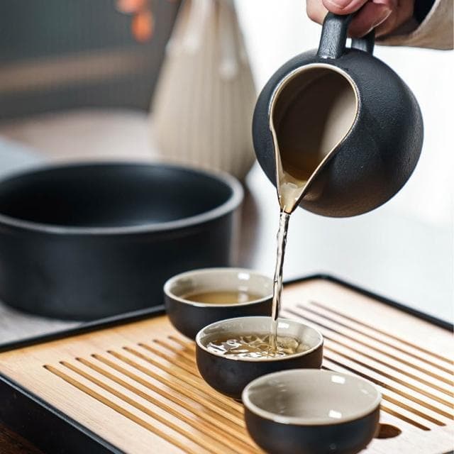 Jimi 集米 黑陶功夫茶具套裝 全套家用辦公室茶壺茶杯簡約蓋碗茶葉罐茶盤整套 茶具組