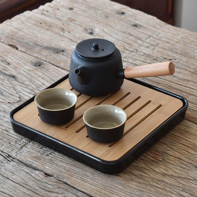 Jimi 集米 茶具 黑陶功夫茶具 一壺兩杯 側把壺 茶壺 茶杯 茶盤 泡茶旅行小套裝