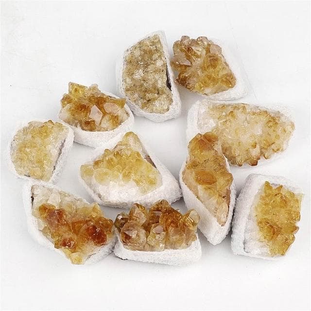 念念不忘水晶專賣 白色小禮盒-黃晶簇原礦套裝 黃水晶 招財 水晶原礦 水晶 禮物 風水 晶簇