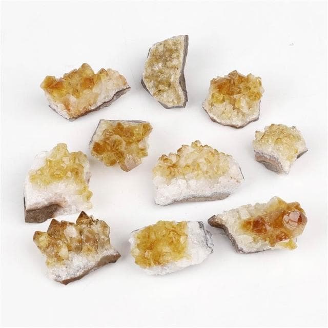 念念不忘水晶專賣 白色小禮盒-黃晶簇原礦套裝 黃水晶 招財 水晶原礦 水晶 禮物 風水 晶簇