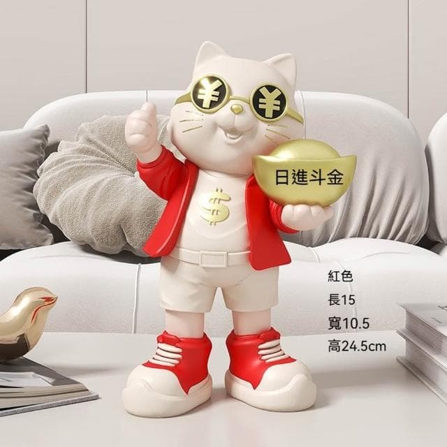 JIWU簡物 發財貓 日進鬥金招財貓 發財店鋪開業禮物