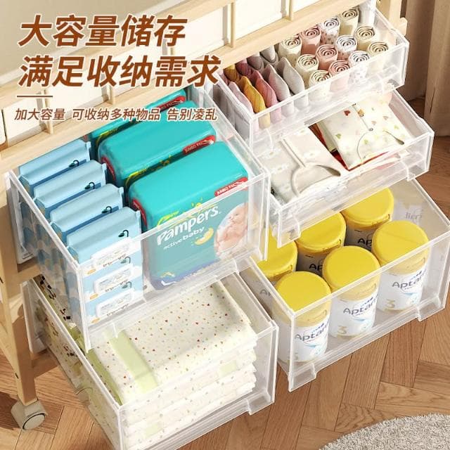 收納箱抽屜式防黴可透視收納盒透明嬰兒尿布棉巾內衣襪子整理箱