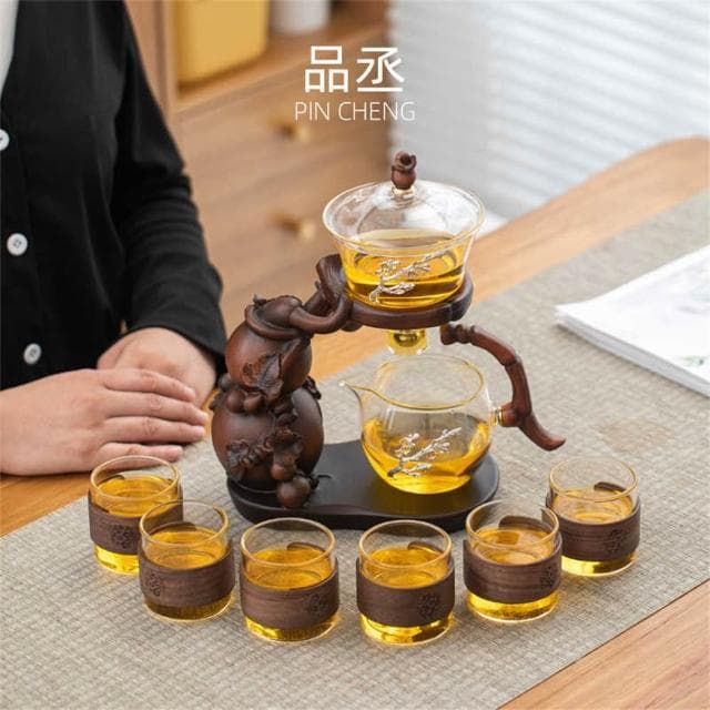 茶具套装 葫蘆玻璃懶人茶具套裝 高檔輕奢家用功夫茶杯 泡茶神器磁吸出水茶壺