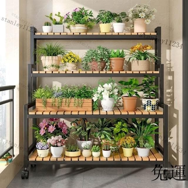 💖花盆架盆栽架子 花盆架 植物架 盆栽架子 2024新款花架可移動帶輪置物架階梯客廳落地式多層花架子陽臺室外