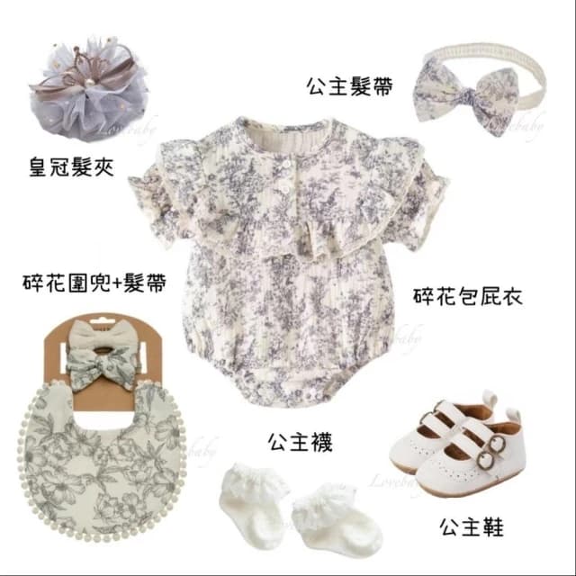 女寶寶禮盒 藍碎花·彌月禮盒·滿月禮·嬰兒禮盒·新生兒禮盒·滿月送禮·彌月禮·寶寶禮盒·寶寶禮物·週歲禮物