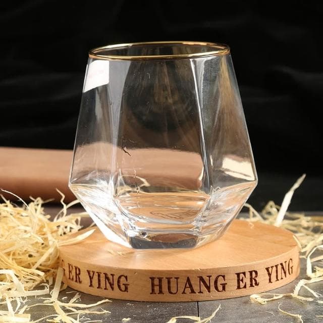酒杯 潮款 玻璃杯 六角 鑽石炫彩 創意 水杯 咖啡杯 威士忌 冰咖啡杯 拿鐵 卡布 聖誕節禮物  喜奈而