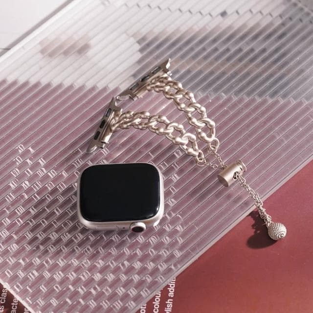 【W.wear】APPLE WATCH-金屬造型鎖鏈不鏽鋼錶帶
