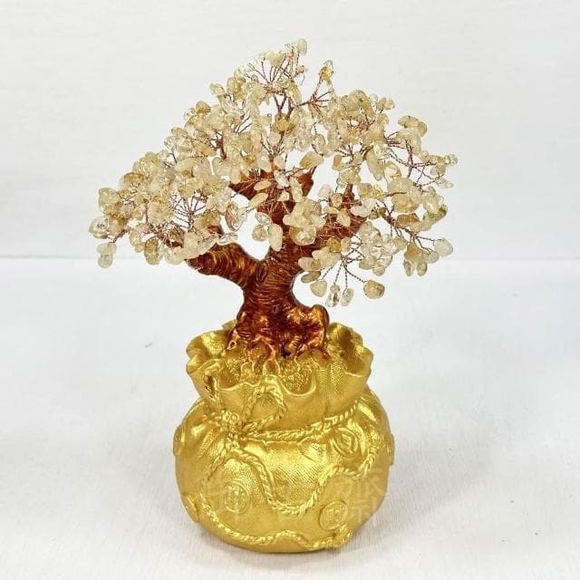【御古齋】天然 黃水晶 招財樹 福袋樹 招財進寶 開運擺飾 桌上擺件 居家店面 送禮自用皆宜 大款 0713