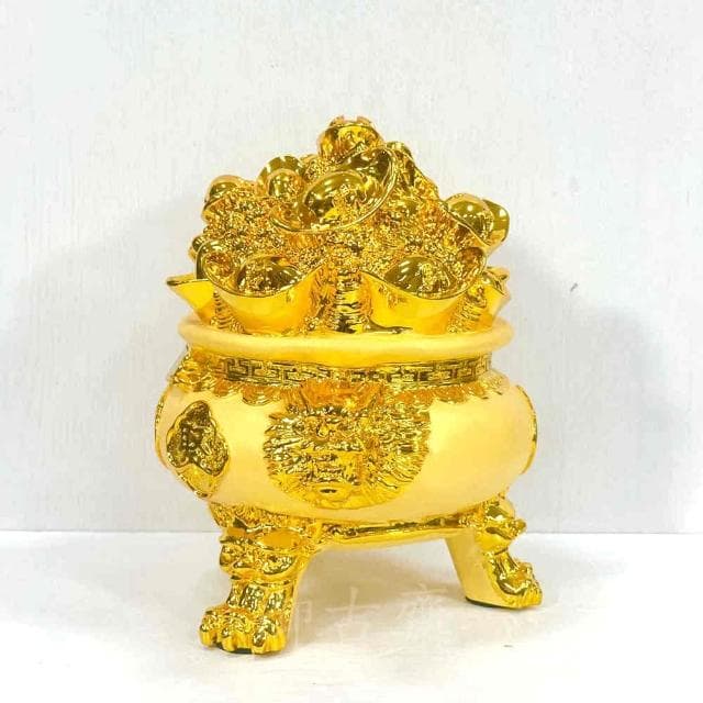 【御古齋】絨沙金 精雕元寶聚寶盆 招財進寶 財源廣進 存錢罐 存錢筒 擺件 送禮首選 居家店面 開運擺設 0305