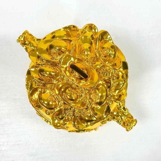 【御古齋】絨沙金 精雕元寶聚寶盆 招財進寶 財源廣進 存錢罐 存錢筒 擺件 送禮首選 居家店面 開運擺設 0305