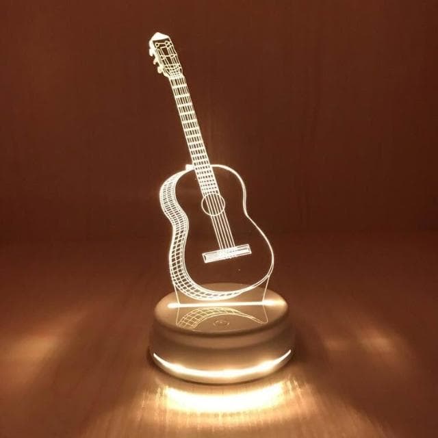 創意禮品夜光電吉他檯燈小夜燈3d臥室LED床頭燈情人節生日禮物檯燈 裝飾燈 小夜燈 夾式燈 床頭燈 書桌檯燈 桌燈