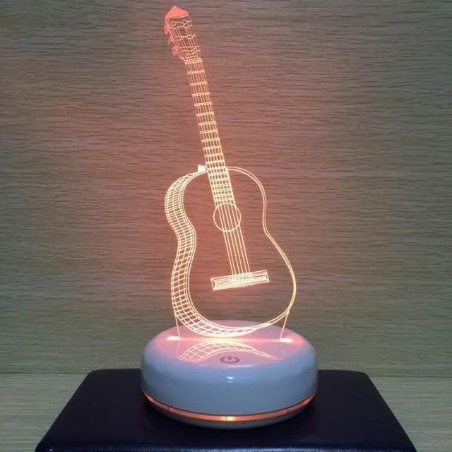 創意禮品夜光電吉他檯燈小夜燈3d臥室LED床頭燈情人節生日禮物檯燈 裝飾燈 小夜燈 夾式燈 床頭燈 書桌檯燈 桌燈