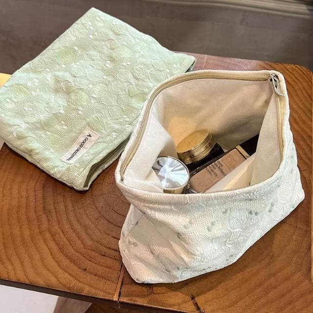 梵花 ins小清新化妝包大容量便攜內膽包保養品收納袋提花布證件盥洗包