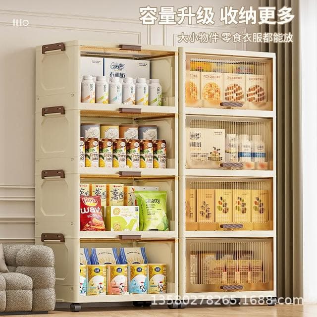 折疊收納櫃翻蓋嬰兒衣櫃多層櫃子零食玩具儲物櫃家用免安裝置物箱